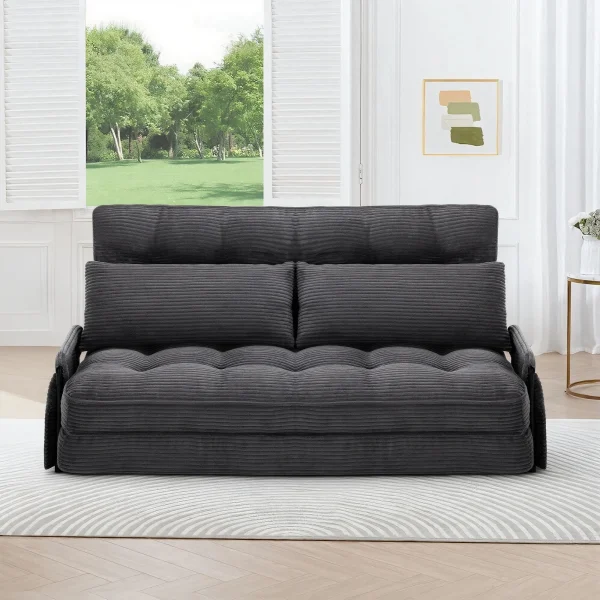 Double Corduroy Floor Lounge Couch,