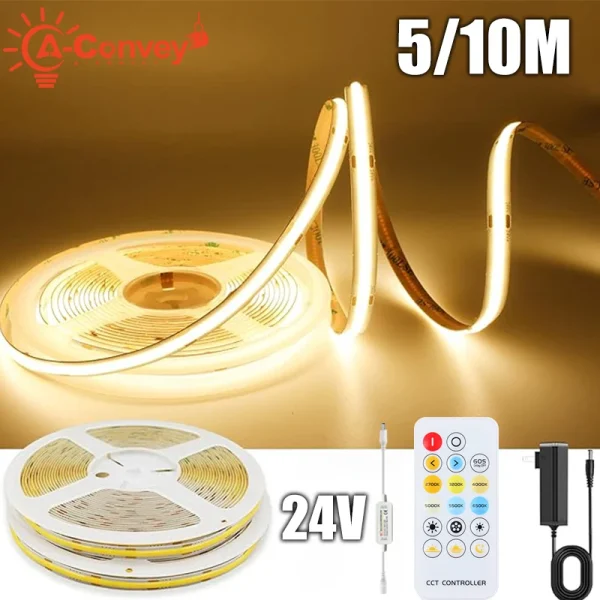 24V COB LED Strip Lights Dimmable With Remote Control