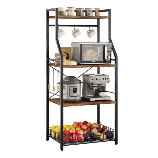 4 Tier Kitchen Bakers Rack with Microwave Stand