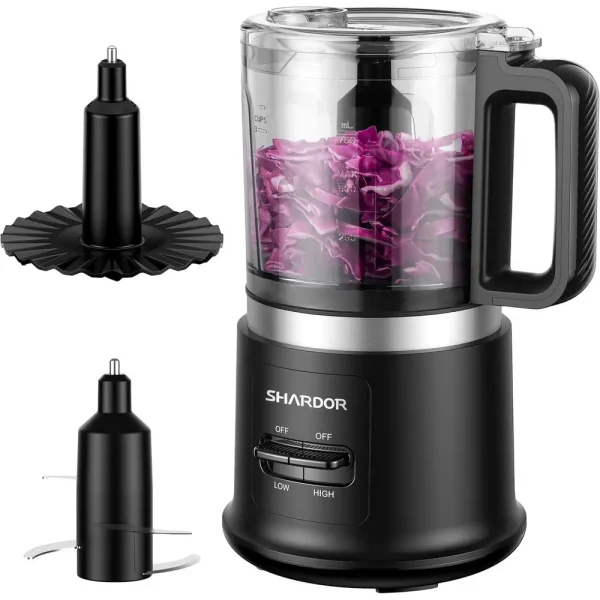 4 Cup Mini Food Processor, 4 Stainless Steel Blades,