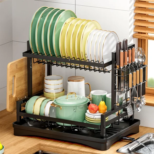 Dish Drainer Rack 2 Tier Rustproof Dish Drainer Rack